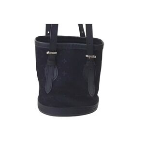 Louis Vuitton Monogram leather Bucket satin handbag black